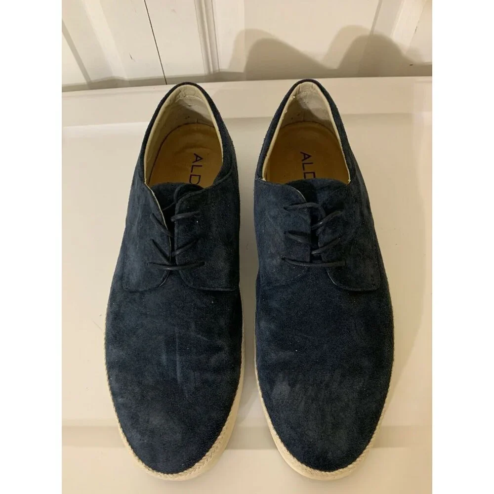 Aldo Men’s Sz 12 Shoes Lace Up Oxfords Dark Blue Suede Leather